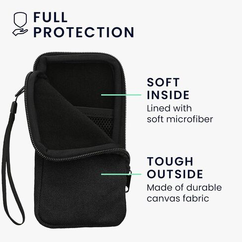 Kwmobile Canvas Phone Pouch XL - 6.7/6.8 " - حقيبة متنقلة لأكمام الخلية العالمية مع سستة وبطانة ميكروفيب ناعمة - أسود in Saudi Arabia