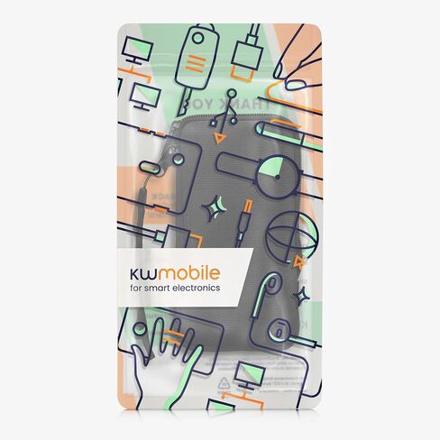 Kwmobile Canvas Phone Pouch XL - 6.7/6.8 " - حقيبة متنقلة لأكمام الخلية العالمية مع سستة وبطانة ميكروفيب ناعمة - أسود in Saudi Arabia