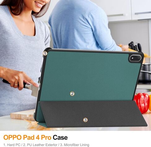 حالة ذكية لـ Oppo Pad 4 Pro/OnePlus Pad 3/OnePlus Pad 2 Pro 13.2 بوصة ، وغطاء Trifold Smart Cover Smart Trifold Lightsell مع Auto Wake/Sleep for Oppo 4 Pro Blackish Green in Kuwait
