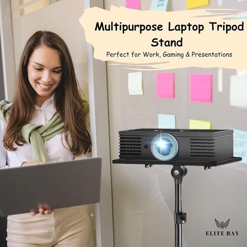 Adjustable Laptop Stand Tripod with Tray & Phone Mount – Heavy-Duty Alloy Tripod with 40.7x27.6cm Platform | Height Adjustable 0.65–1.6m | 15kg Load Capacity | Portable & Foldable in Saudi Arabia