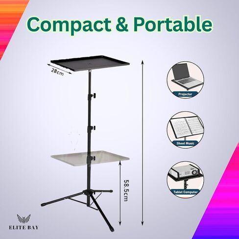Adjustable Laptop Stand Tripod with Tray & Phone Mount – Heavy-Duty Alloy Tripod with 40.7x27.6cm Platform | Height Adjustable 0.65–1.6m | 15kg Load Capacity | Portable & Foldable in Saudi Arabia