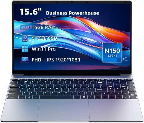 15.6" Student Laptop Business Laptop Computer Int N150 12th Gen Quad-Core up to 3.6 GHz 16GB RAM 512 GB SSD IPS＋FHD Display Webcam2025Win11 6000mAh Battery Cheap Laptops for Office Study Everyday Use in Saudi Arabia