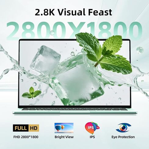 Aierxuan 14 "2.8K FHD Slim Laptop ، 8 Cores I5-12450H (حتى 4.4 GHz) 16GB DDR5 1TB NVME SSD ، 1.1 كجم من أجهزة الكمبيوتر المحمولة خفيفة الوزن ، 65 واط ، شحن سريع ، USB4/WIFI 6 ، بصمات الأصابع والخصم (الأخضر) in Kuwait