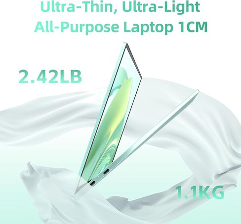 Aierxuan 14 "2.8K FHD Slim Laptop ، 8 Cores I5-12450H (حتى 4.4 GHz) 16GB DDR5 1TB NVME SSD ، 1.1 كجم من أجهزة الكمبيوتر المحمولة خفيفة الوزن ، 65 واط ، شحن سريع ، USB4/WIFI 6 ، بصمات الأصابع والخصم (الأخضر) in Kuwait