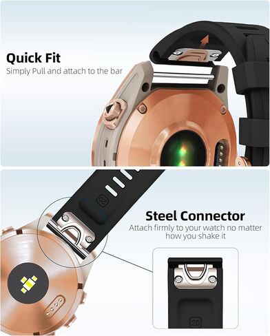 استبدال شريط الساعات 20 مم لـ Garmin Fenix ​​5S/5S Plus/6S/7S/Instinct 2S/D2 ، حزام سيليكون ناعم سريع مع إكسسوارات معصمة ماء قابلة للتنفس الذهب الوردي in Kuwait