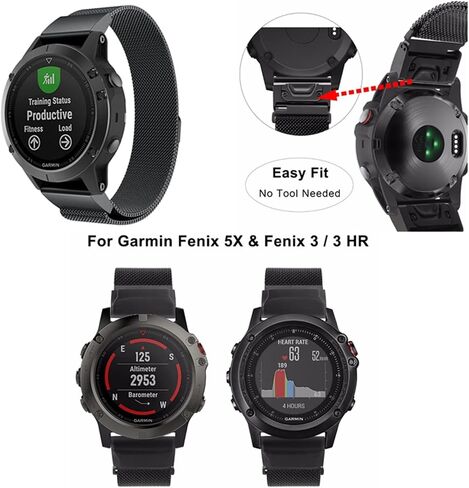 26 22 ملم من السهل ملاءمة حلقة ميلانو ووتش حزام سريع لفرقة إصدار Garmin Fenix ​​7 7X 7S 5x 5 5S 3 3HR Forerunner 935 Magnet Strap Wrist in Saudi Arabia
