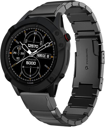 SKM Watchband Strap for Garmin Fenix 7 7X 7S 6 6X Pro 5 5XPlus 3HR Quick Release Stainless Steel Watch Easyfit 26 20 22MM Wrist Band (Color : Black 2, Size : 20mm Fenix 5S 6S Pro) in Saudi Arabia