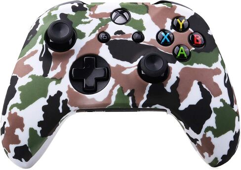 يورها نقل الماء طباعة الممولة السيليكون تغطية الجلد لحالة الجلد Microsoft Xbox One X & Xbox One S Controller x 2 (الرمادي والأبيض) مع Pro Thumb Grips x 8 in Kuwait