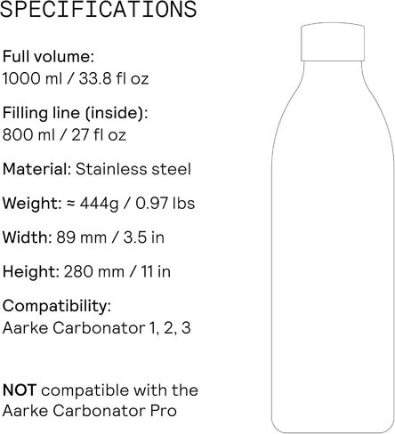 aarke Carbonator 3 To-Go - Stainless Steel Travel Bottle, 34oz in Saudi Arabia