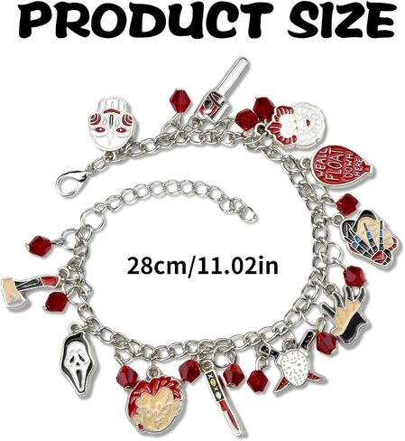 ABONDEVER Freddy Krueger Jason Bracelet American Horror Movies Classic Story Horror Cosplay Charm Bracelet Fans Jewelry for Men Women Girls in Saudi Arabia