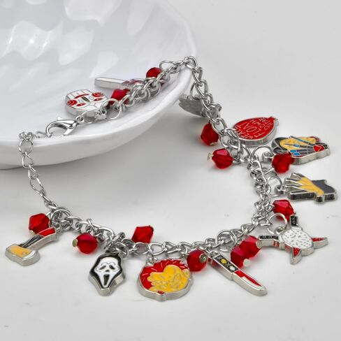 ABONDEVER Freddy Krueger Jason Bracelet American Horror Movies Classic Story Horror Cosplay Charm Bracelet Fans Jewelry for Men Women Girls in Saudi Arabia