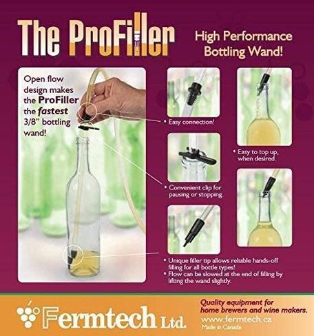 Fermtech Pro Filler مع 6.5 قدم من الطعام الآمن NSF -51 أنابيب معتمدة - عصا حشو الزجاجة التلقائية لزجاجة التعبئة ، والأرفف ، والملء ، والخمر للبيرة ، والنبيذ ، والماء والحرفية - مصنوعة في كندا in Saudi Arabia