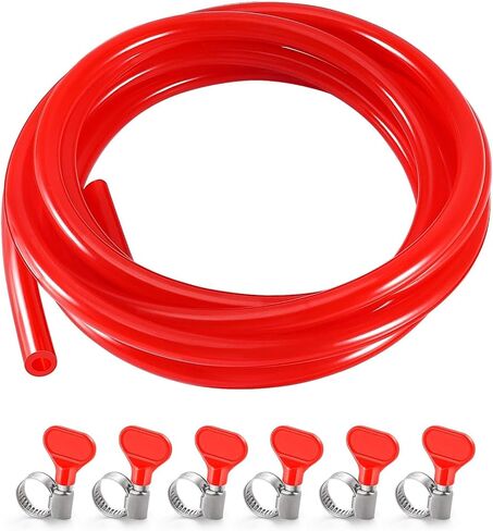 20 Ft Beer CO2 Gas Line CO2 Tubing - ID 5/16" Beer CO2 Dispensing Brewing Line with 6 PCS Hose Clamps Red PVC Tubing for Ball Lock，Gas Manifold，Keg Regulator in Saudi Arabia