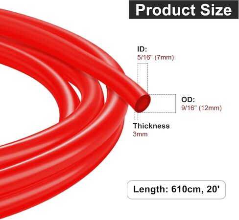 20 Ft Beer CO2 Gas Line CO2 Tubing - ID 5/16" Beer CO2 Dispensing Brewing Line with 6 PCS Hose Clamps Red PVC Tubing for Ball Lock，Gas Manifold，Keg Regulator in Saudi Arabia