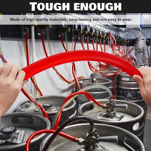 20 Ft Beer CO2 Gas Line CO2 Tubing - ID 5/16" Beer CO2 Dispensing Brewing Line with 6 PCS Hose Clamps Red PVC Tubing for Ball Lock，Gas Manifold，Keg Regulator in Saudi Arabia
