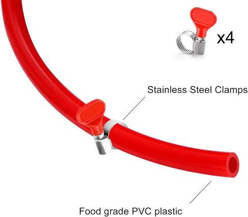 20 Ft Beer CO2 Gas Line CO2 Tubing - ID 5/16" Beer CO2 Dispensing Brewing Line with 6 PCS Hose Clamps Red PVC Tubing for Ball Lock，Gas Manifold，Keg Regulator in Saudi Arabia