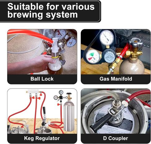 20 Ft Beer CO2 Gas Line CO2 Tubing - ID 5/16" Beer CO2 Dispensing Brewing Line with 6 PCS Hose Clamps Red PVC Tubing for Ball Lock，Gas Manifold，Keg Regulator in Saudi Arabia