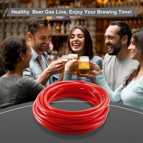20 Ft Beer CO2 Gas Line CO2 Tubing - ID 5/16" Beer CO2 Dispensing Brewing Line with 6 PCS Hose Clamps Red PVC Tubing for Ball Lock，Gas Manifold，Keg Regulator in Saudi Arabia