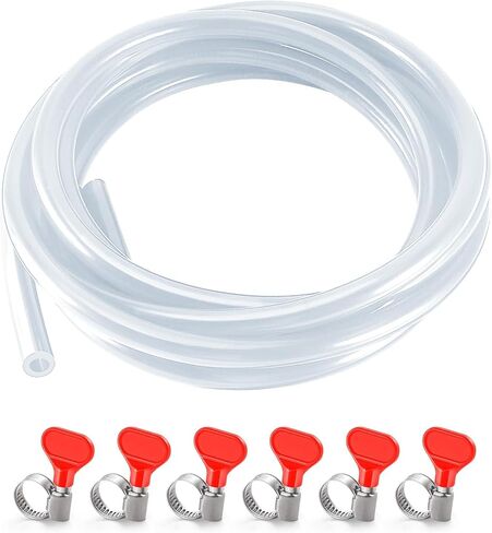 20 Ft Beer CO2 Gas Line CO2 Tubing - ID 5/16" Beer CO2 Dispensing Brewing Line with 6 PCS Hose Clamps Red PVC Tubing for Ball Lock，Gas Manifold，Keg Regulator in Saudi Arabia