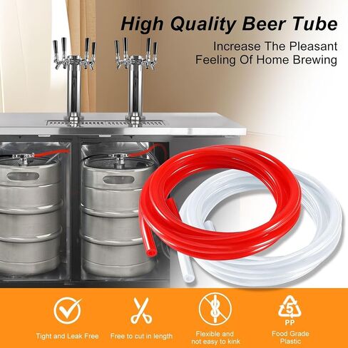 20 Ft Beer CO2 Gas Line CO2 Tubing - ID 5/16" Beer CO2 Dispensing Brewing Line with 6 PCS Hose Clamps Red PVC Tubing for Ball Lock，Gas Manifold，Keg Regulator in Saudi Arabia