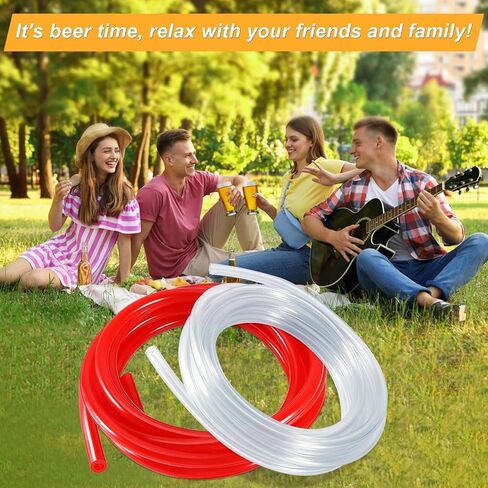 20 Ft Beer CO2 Gas Line CO2 Tubing - ID 5/16" Beer CO2 Dispensing Brewing Line with 6 PCS Hose Clamps Red PVC Tubing for Ball Lock，Gas Manifold，Keg Regulator in Saudi Arabia