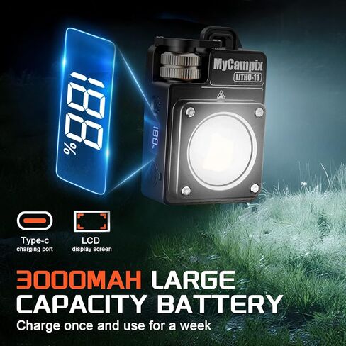 MyCompix Light Camping Light ، 3500lm قابلة للتعديل LED LANTERN مع إعادة شحنها مع 2.5-15 ساعة في وقت التشغيل والشاشة ، وسبائك مصباح يدوي ماء لانقطاع التيار الكهربائي ، والطوارئ ، والإعصار (البرتقالي) in Kuwait