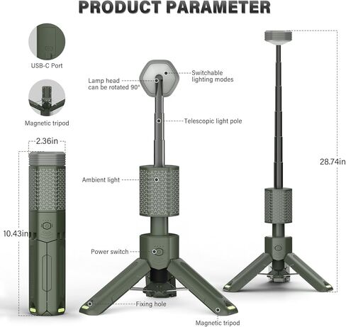 ضوء التخييم التلسكوبي - 10500 مللي أمبير في الساعة فانوس التخييم القابل لإعادة الشحن مع حقيبة تخزين ، ومصباح خيمة مغناطيسي قابلة للضايق ، وضوء معسكر مائي في الهواء الطلق مصابيح الطوارئ لانقطاع الطاقة المنزلية ، والمشي لمسافات طويلة - المشي لمسافات طويلة. in Kuwait