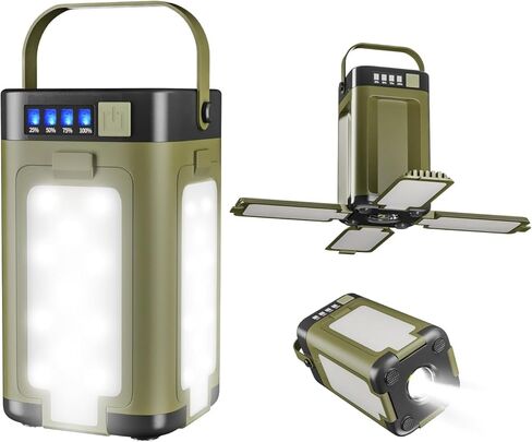 Solar Camping Light, Portable Rechargeable LED Lantern with 6 Lighting Modes – IPX4 Waterproof Solar-Powered Outdoor Light for Hiking Gear, Camping & Daily Use (Green) in Saudi Arabia