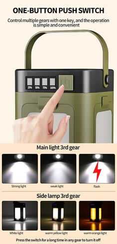 Solar Camping Light, Portable Rechargeable LED Lantern with 6 Lighting Modes – IPX4 Waterproof Solar-Powered Outdoor Light for Hiking Gear, Camping & Daily Use (Green) in Saudi Arabia