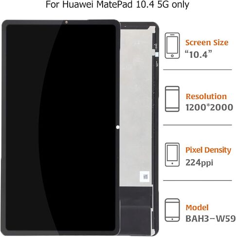 A-Mind لـ Huawei Matepad 10.4 5G BAH3-W59 OEM شاشة استبدال Touch Digitizer LCD شاشة كاملة مع مجموعات أدوات الإصلاح (أسود) in Saudi Arabia