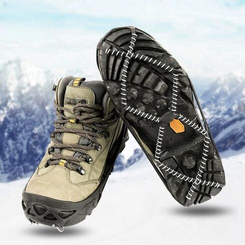 Ice Cleats for Shoes and Boots, Anti-Slip Crampons Men and Women, Snow Cleats, Ice Grips Zinc Coated Steel Coils, Shoe Spikes for Hiking, Fishing, Walking in Saudi Arabia