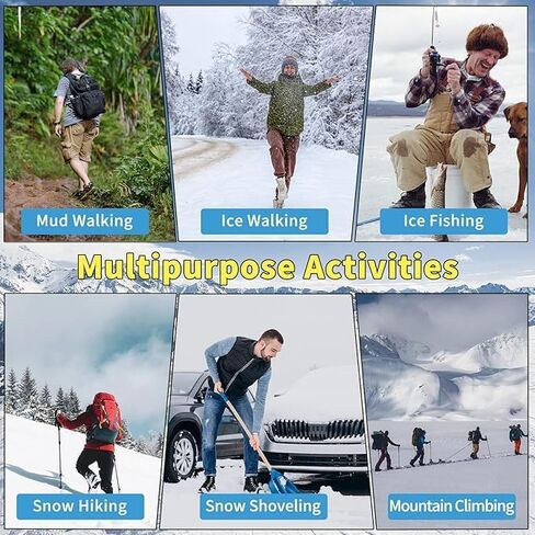 Ice Cleats for Shoes and Boots, Anti-Slip Crampons Men and Women, Snow Cleats, Ice Grips Zinc Coated Steel Coils, Shoe Spikes for Hiking, Fishing, Walking in Saudi Arabia