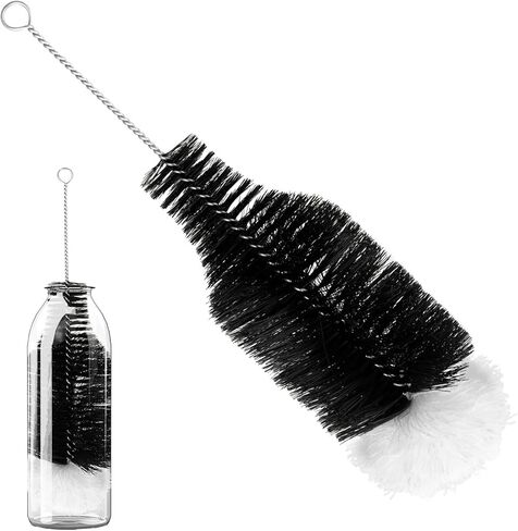 Bottle Cleaning Brush Compatible with Sodastream, Metal Anti-Scratch Bottle Cleaner Brush with Soft Nylon Bristles and Stainless Steel for Glass Soda Flask Baby & Sports Water Bottles in Saudi Arabia
