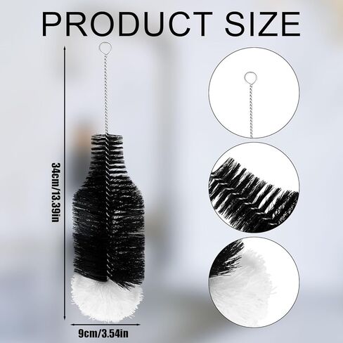 Bottle Cleaning Brush Compatible with Sodastream, Metal Anti-Scratch Bottle Cleaner Brush with Soft Nylon Bristles and Stainless Steel for Glass Soda Flask Baby & Sports Water Bottles in Saudi Arabia