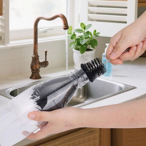 Bottle Cleaning Brush Compatible with Sodastream, Metal Anti-Scratch Bottle Cleaner Brush with Soft Nylon Bristles and Stainless Steel for Glass Soda Flask Baby & Sports Water Bottles in Saudi Arabia