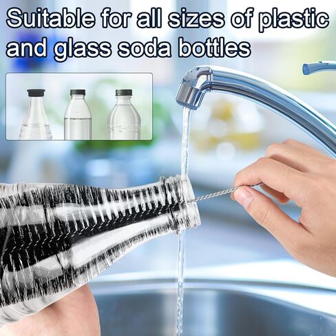Bottle Cleaning Brush Compatible with Sodastream, Metal Anti-Scratch Bottle Cleaner Brush with Soft Nylon Bristles and Stainless Steel for Glass Soda Flask Baby & Sports Water Bottles in Saudi Arabia
