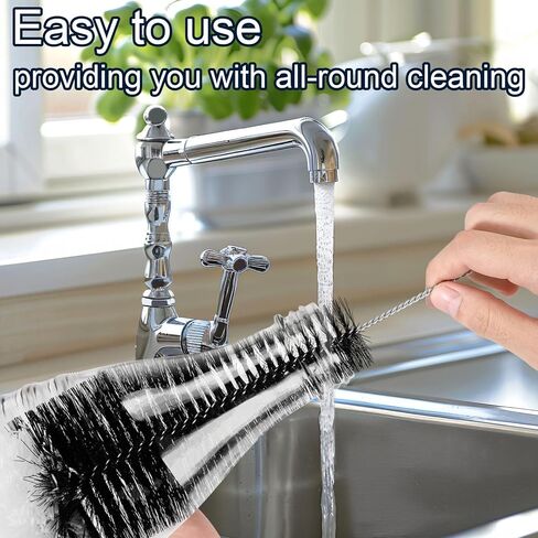 Bottle Cleaning Brush Compatible with Sodastream, Metal Anti-Scratch Bottle Cleaner Brush with Soft Nylon Bristles and Stainless Steel for Glass Soda Flask Baby & Sports Water Bottles in Saudi Arabia