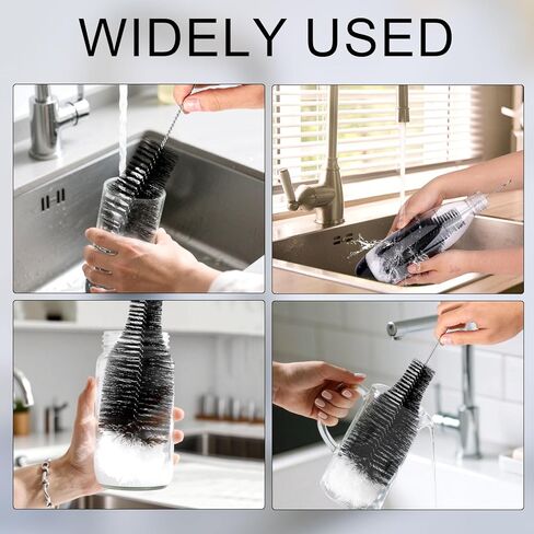 Bottle Cleaning Brush Compatible with Sodastream, Metal Anti-Scratch Bottle Cleaner Brush with Soft Nylon Bristles and Stainless Steel for Glass Soda Flask Baby & Sports Water Bottles in Saudi Arabia