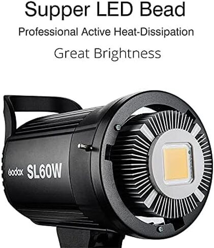 Godox SL-60W 60W CRI95+ QA> 90 5600 ± 300K Bowens Mount LED ضوء الفيديو المستمر ، تعديل السطوع ، نظام تجميع 433 ميجا هرتز ، لتسجيل الفيديو ، الزفاف ، التصوير في الهواء الطلق in Kuwait