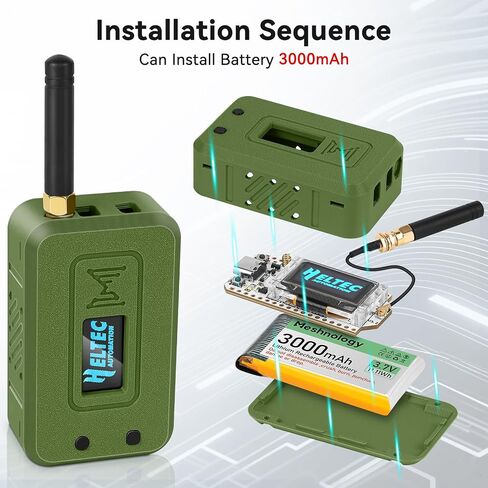 2 Set ESP32 LoRa V3 Module Board with 915 MHz Antenna + 3000mAh Battery + Case - Integrated WiFi Blue Tooth SX1262 CP2102 0.96" OLED Display Type C for Ar duino Lora Meshtastic IoT (N35, Green) in Saudi Arabia