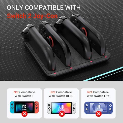 CoBak Charging Dock for Nintendo Switch 2 Joy-Con Controllers - 4-in-1 Fast Charger Station with Magnetic Base, Weighted Stand, and Overcharge Protection - Includes Charging Cable in Saudi Arabia