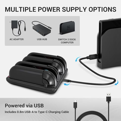 CoBak Charging Dock for Nintendo Switch 2 Joy-Con Controllers - 4-in-1 Fast Charger Station with Magnetic Base, Weighted Stand, and Overcharge Protection - Includes Charging Cable in Saudi Arabia