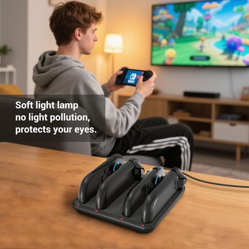 CoBak Charging Dock for Nintendo Switch 2 Joy-Con Controllers - 4-in-1 Fast Charger Station with Magnetic Base, Weighted Stand, and Overcharge Protection - Includes Charging Cable in Saudi Arabia