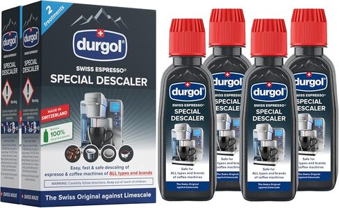 Durgol Swiss Espresso, Descaler and Decalcifier for All Brands of Espresso Machines and Coffee Makers, 4.2 Fluid Ounces (Pack of 4) in Saudi Arabia