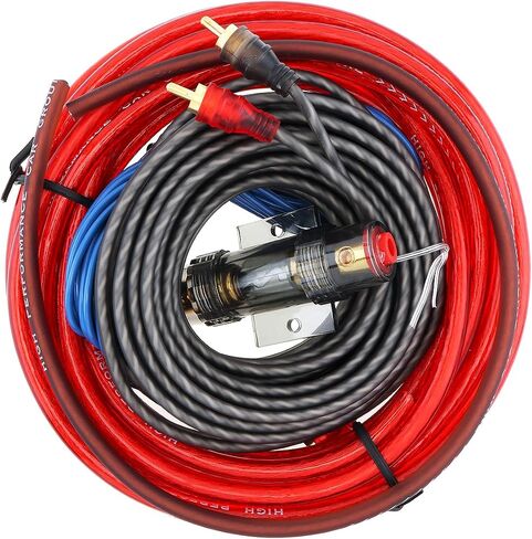 8 Gauge Amp Wiring Kit, 1 Set of Car Audio Wire Wiring Kit Car Speaker Woofer Cables Car Power Amplifier Audio Line Power Line with Fuse Suit for Car Modification in Saudi Arabia