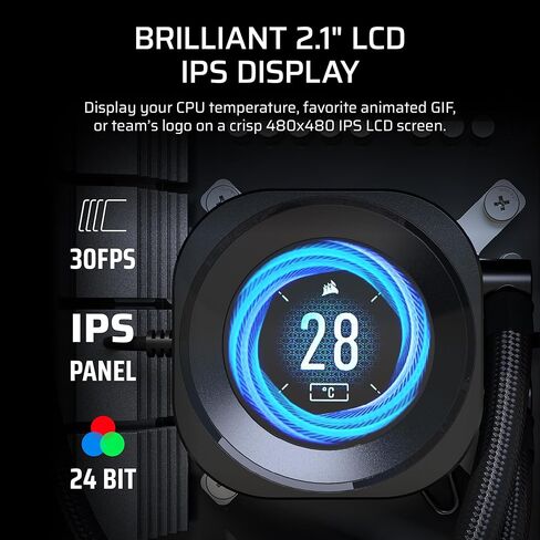 Corsair Nautilus RS LCD Module-لـ Nautilus RS و Nautilus RS ARGB AIO CPU-شاشة IPS LCD 2.1 "، التثبيت الخالي من الأدوات-الأسود in Saudi Arabia