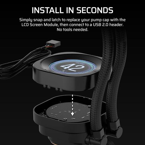 Corsair Nautilus RS LCD Module-لـ Nautilus RS و Nautilus RS ARGB AIO CPU-شاشة IPS LCD 2.1 "، التثبيت الخالي من الأدوات-الأسود in Saudi Arabia