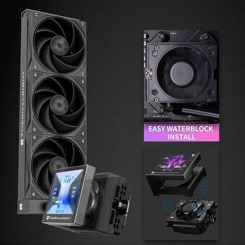 Thermalright Stream Vision 360 Black-360mm AIO CPU COWERALER ، عرض LCD 3.5's's Square للصور ، مضخة شفط عالية الأداء بدقة 640 × 480 مع مروحة مضمنة ، ل AM5/LGA1851/1700 in Saudi Arabia