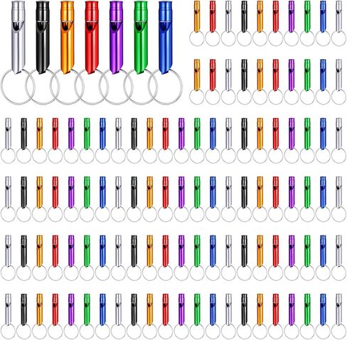 120pcs Safety Whistle Keychain Bulk, Aluminum Survival Whistles for Camping, Multicolor Outdoor Emergency Whistle Survival Loud, for Camping, Hiking, Boating, Hunting, Fishing in Saudi Arabia