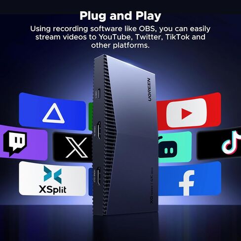UGREEN 4K Capture Card HDMI to USB 3.2 4K@30Hz Video Capture Card 4K@60Hz Input Passthrough with Ultra Low Latency for Streaming Broadcasting Compatible with Switch 2/PS5/Xbox/PC/Camera/Mac/OBS/XSplit in Saudi Arabia